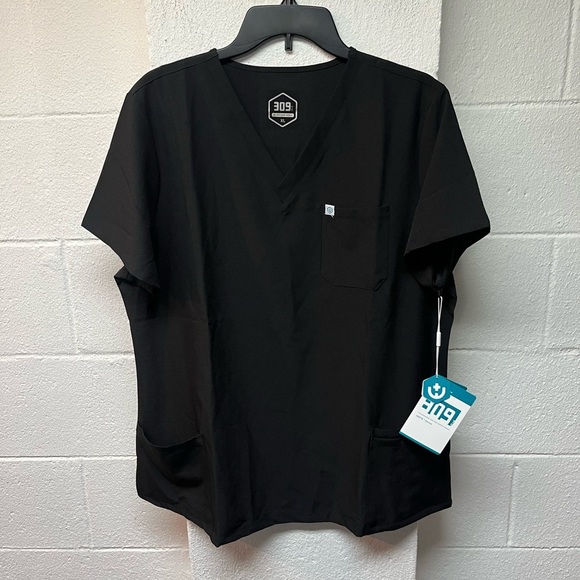 309 Black V-neck Scrub Top. Size XL - Picture 1 of 6
